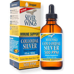 Natural Path Silver Wings Colloidal Silver 500ppm 4 Fluid Ounces front view bottle with dropper