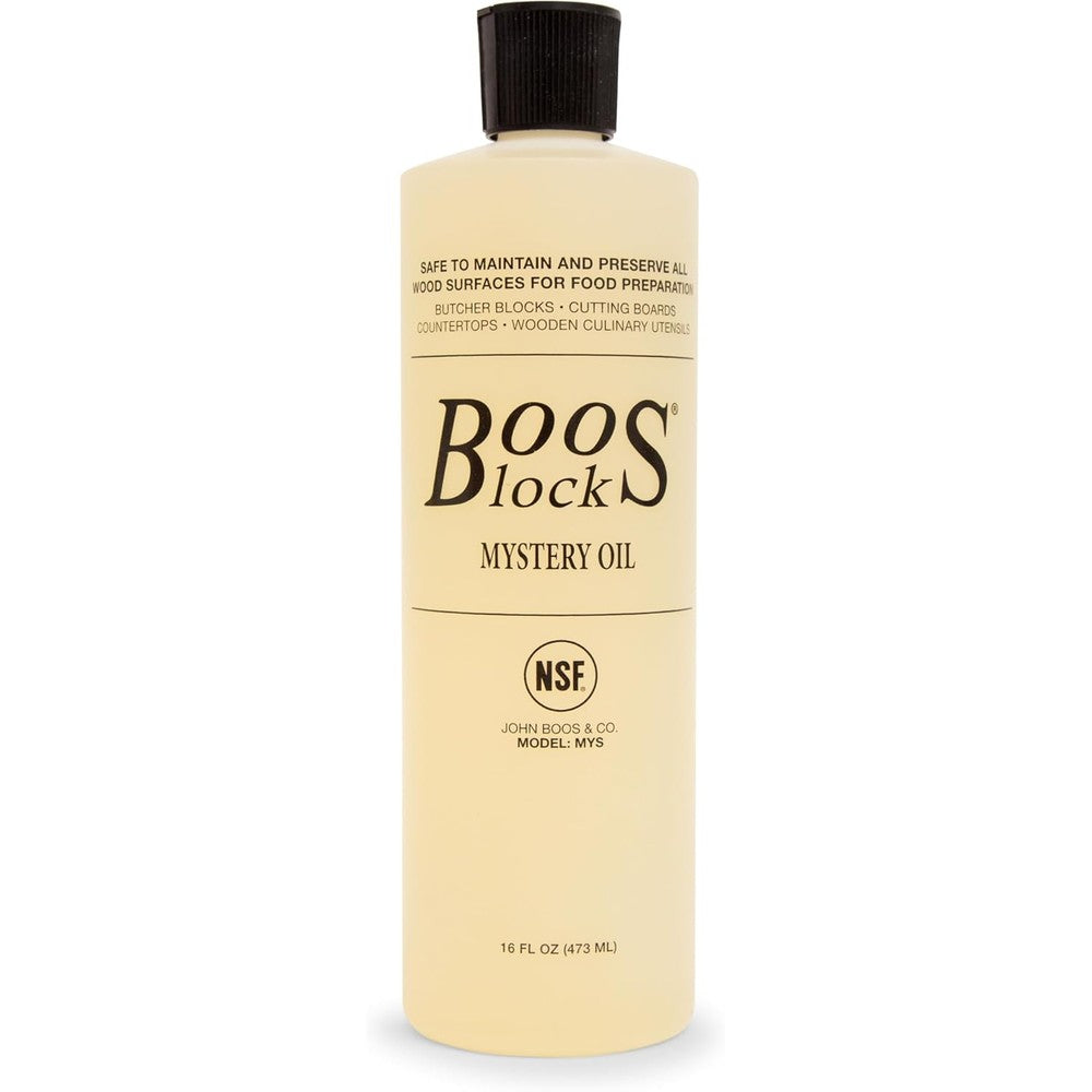 John Boos Mystery Butcher Block Oil 16 Ounce bottle front view wood conditioner