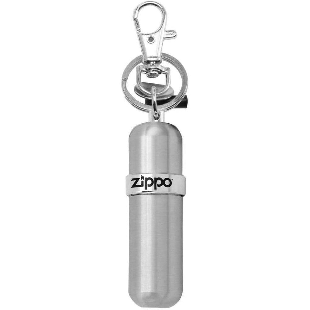 Zippo aluminum fuel canister front view keychain accessory