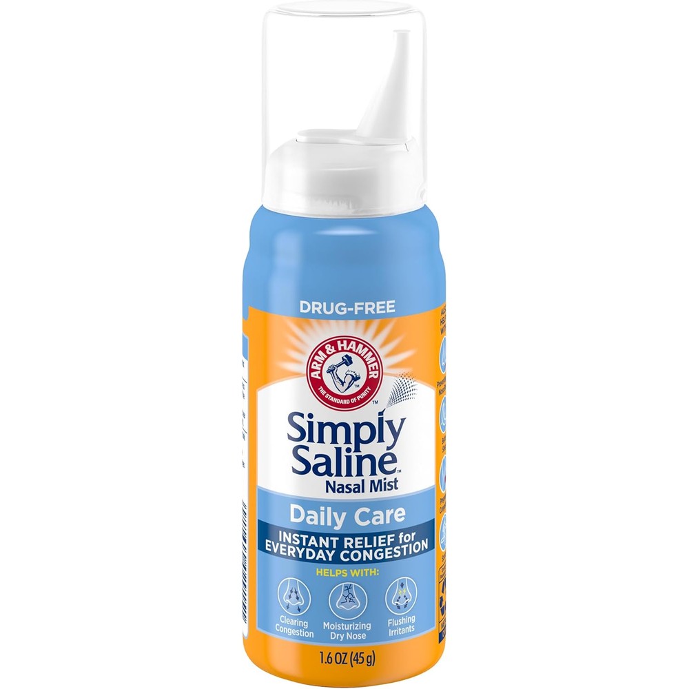Arm and Hammer Simply Saline Daily Care Nasal Mist front view canister packaging