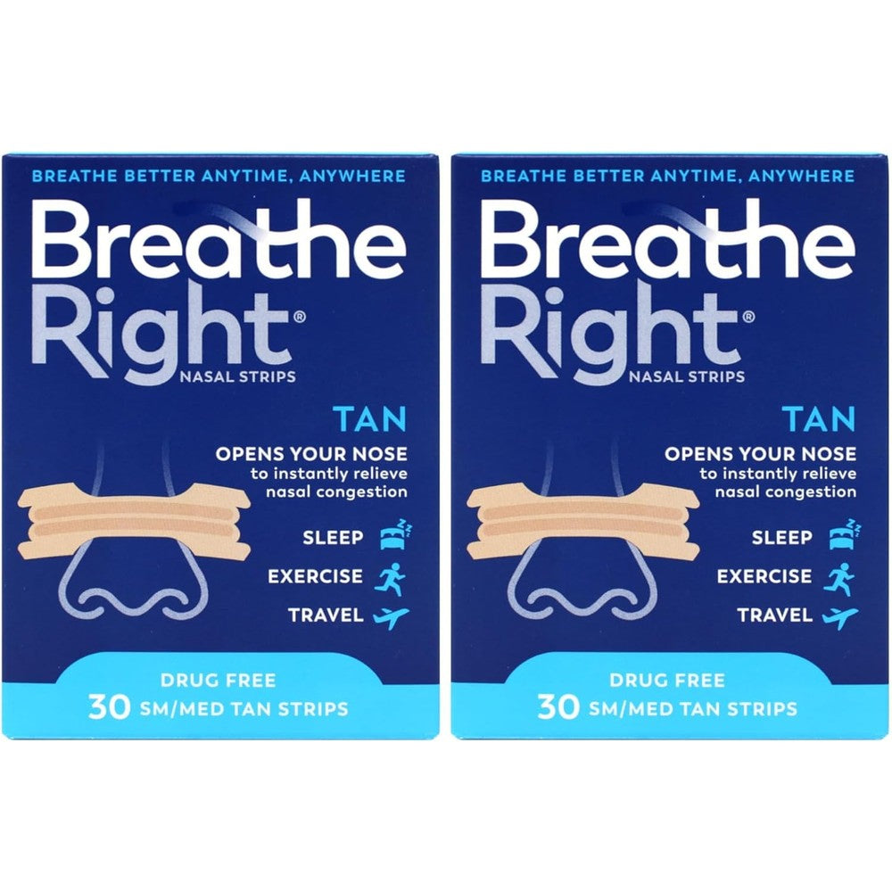 Breathe Right original tan nasal strips front view packaging