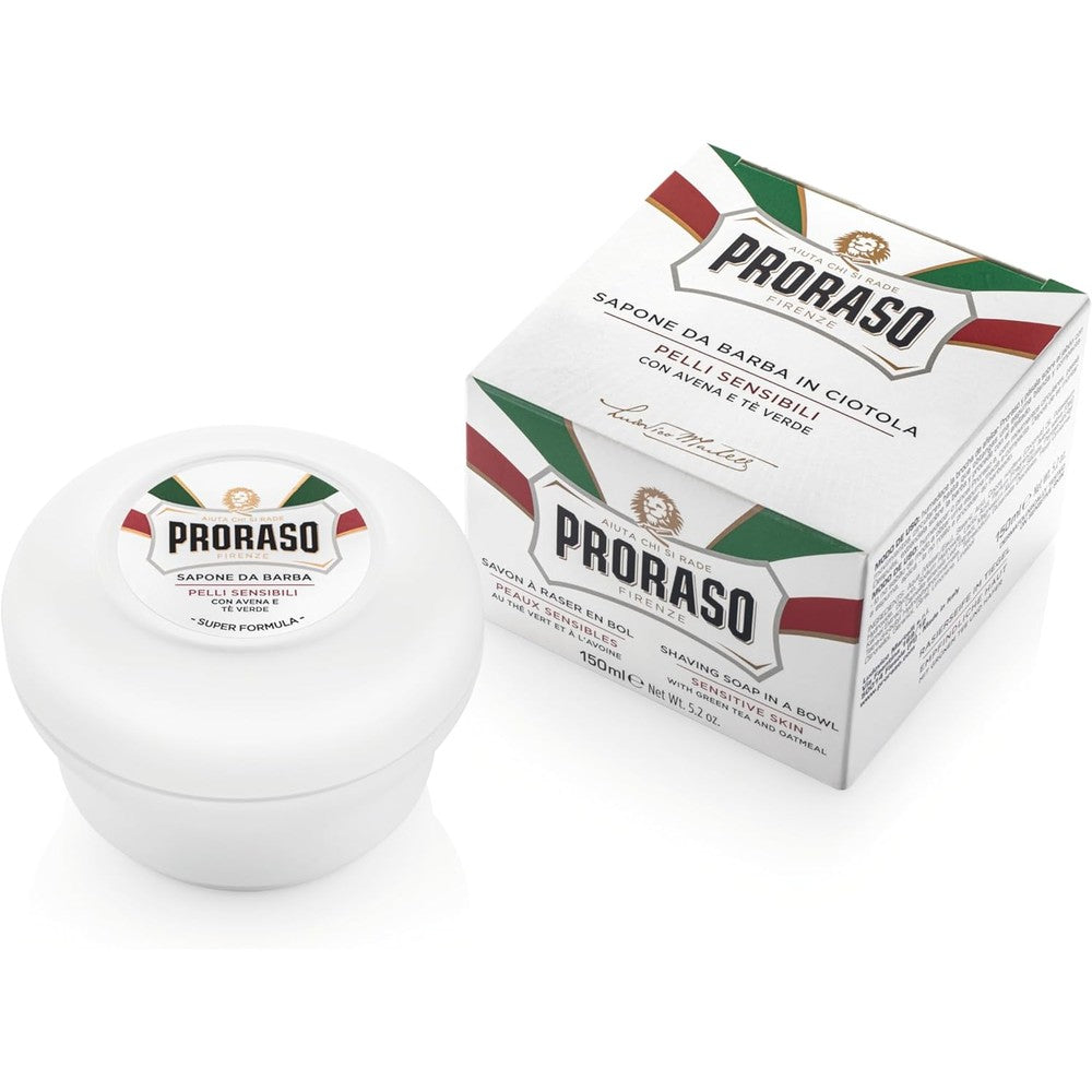 Proraso sensitive skin shaving soap front view in bowl