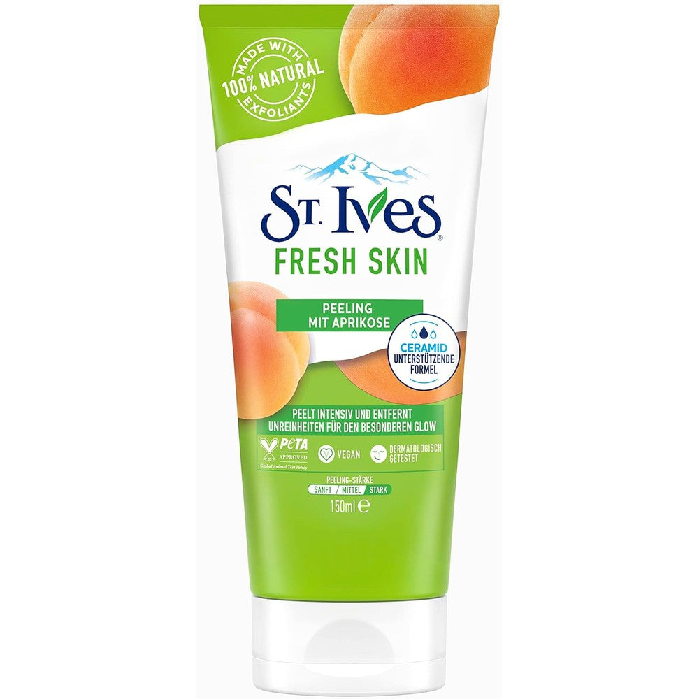 St. Ives Fresh Skin Invigorating Apricot Scrub front view authentic USA import