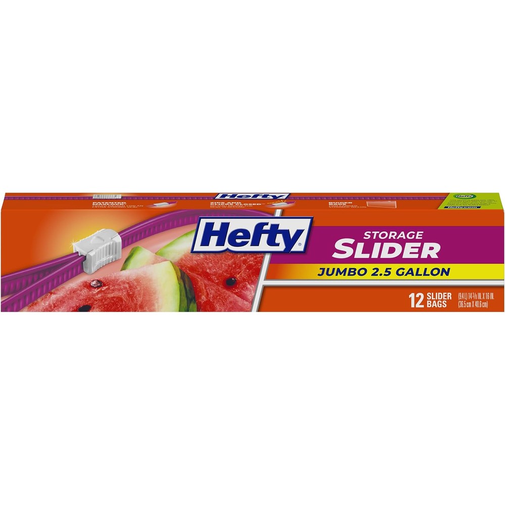 Hefty slider jumbo storage bags front view packaging