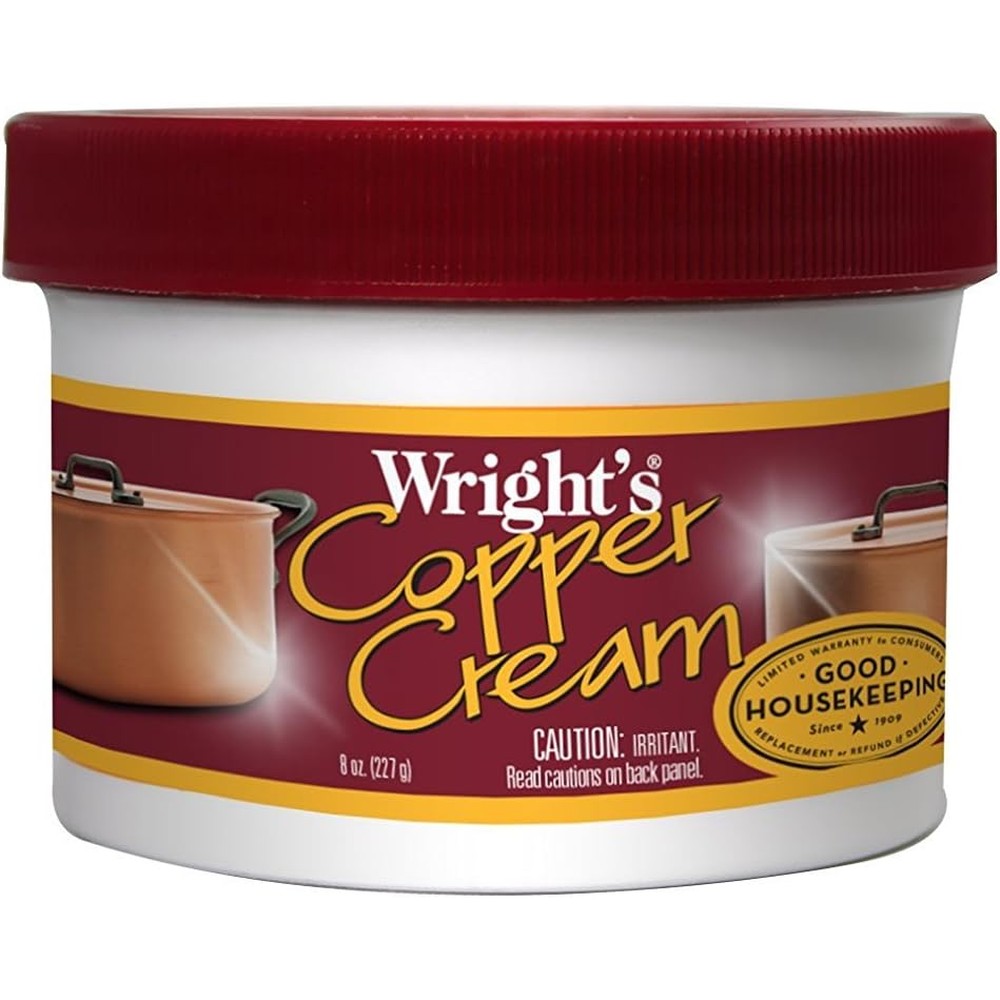 Wright's Copper and Brass Cream Cleaner 8 Ounce front view for metal polishing.