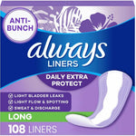Always Xtra Protection Daily Liners 108 count front packaging view