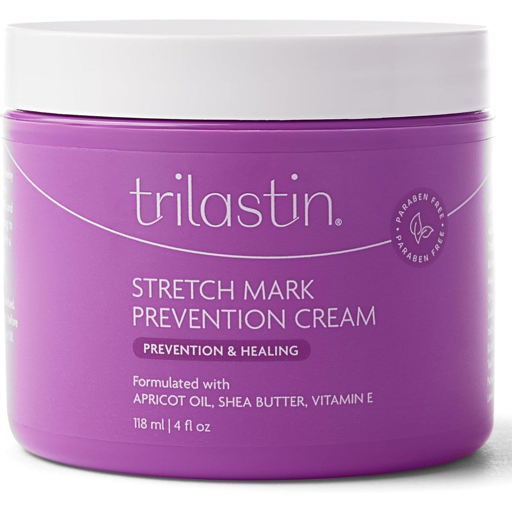 TriLASTIN Maternity Stretch Mark Prevention Cream front view tub packaging