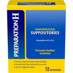 Preparation H hemorrhoid suppositories front view box packaging