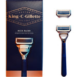 King C. Gillette Neck Razor handle plus two blade refills front retail packaging view