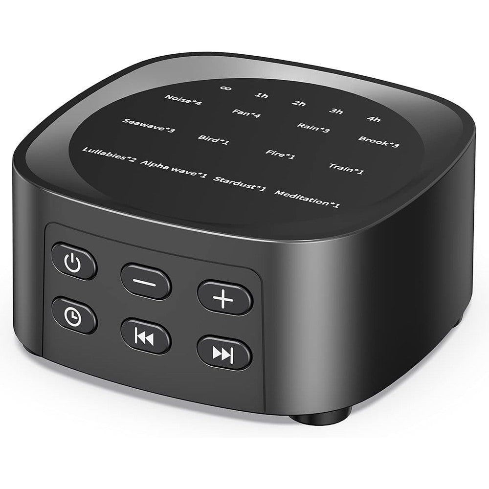 Sleepbox sleep white noise sound machine front view showing speaker grille and tactile buttons