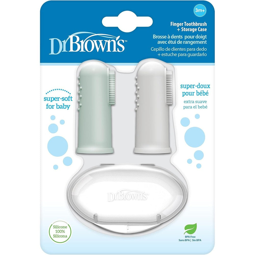 Dr. Brown's silicone baby finger toothbrush and giraffe training set front view