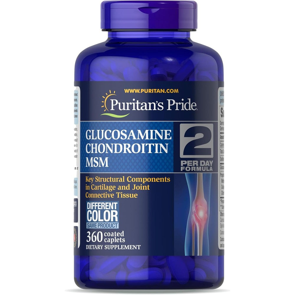 Puritan's Pride Triple Strength Glucosamine Chondroitin And MSM Joint Soother Dietary Supplement For Joint Health 360 Coated Tablets