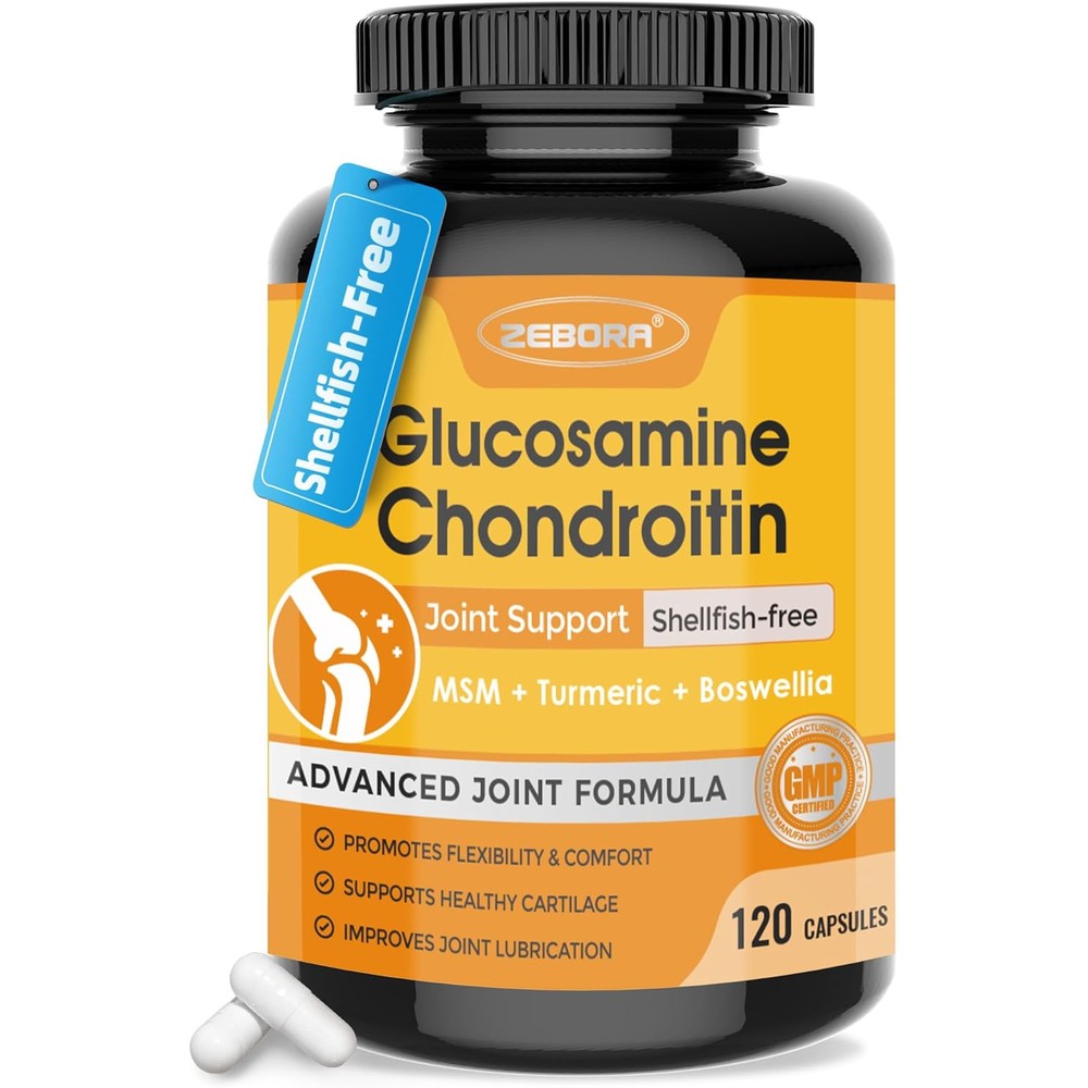 Zebora Glucosamine Chondroitin Joint Support Supplements With Msm Turmeric And Boswellia For Men And Women 120 Capsules