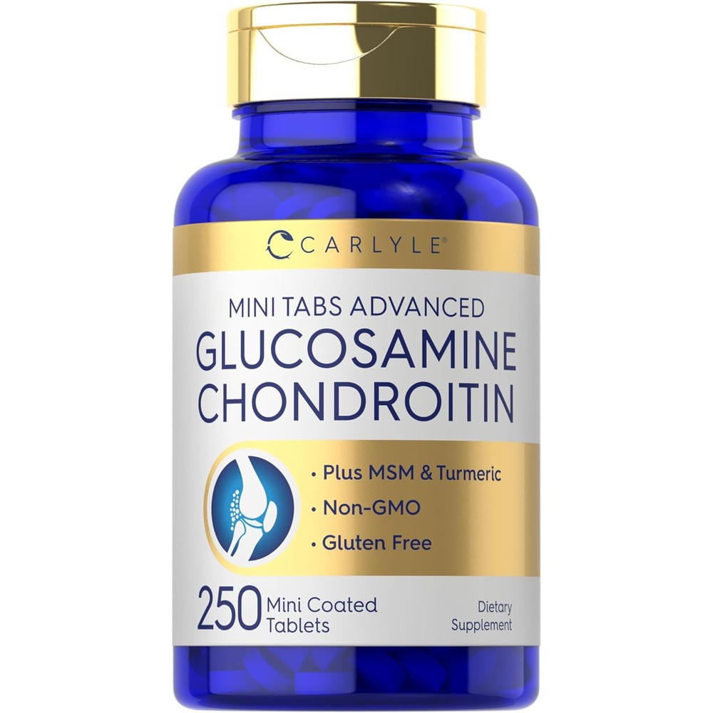 Carlyle Glucosamine Chondroitin Msm With Turmeric 250 Mini Tablets Advanced Joint Support Formula Non-GMO And Gluten Free
