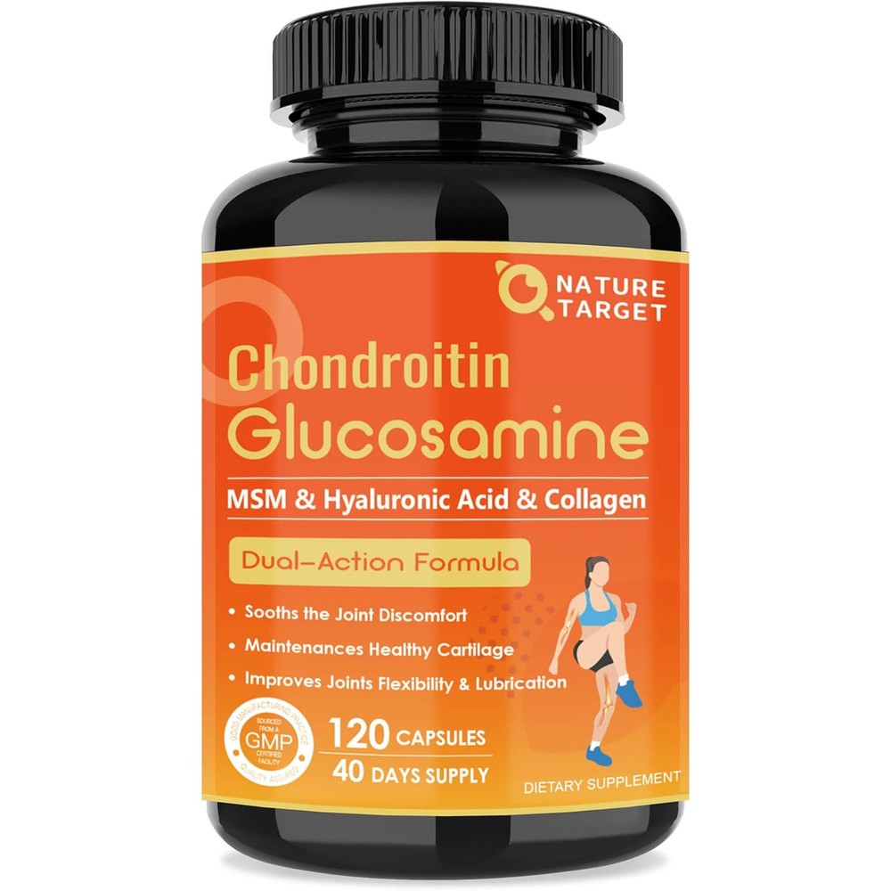 Nature Target Glucosamine Chondroitin Joint Support Supplement With Msm Collagen Turmeric And Vitamin D3 K2 120 Capsules