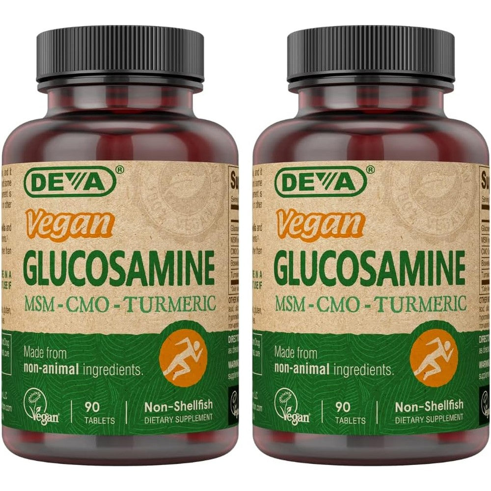 DEVA Vegan Glucosamine MSM CMO and Turmeric Supplement Plant Based Joint Support Gluten Free 90 Tablets Pack Of 2