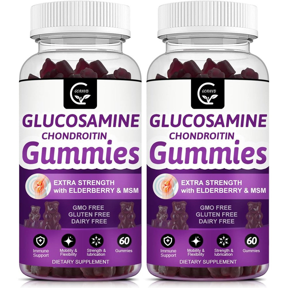 Gornvb Glucosamine Chondroitin Gummies With Msm And Elderberry Extra Strength Joint Mobility And Immune Support Supplement 60 Gummies Two Pack