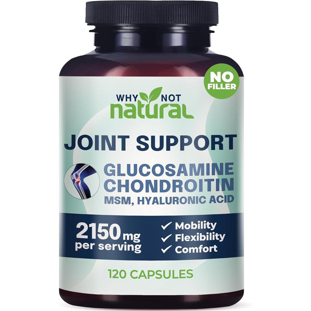Why Not Natural Glucosamine Chondroitin MSM And Hyaluronic Acid Joint Support Supplement 120 Capsules