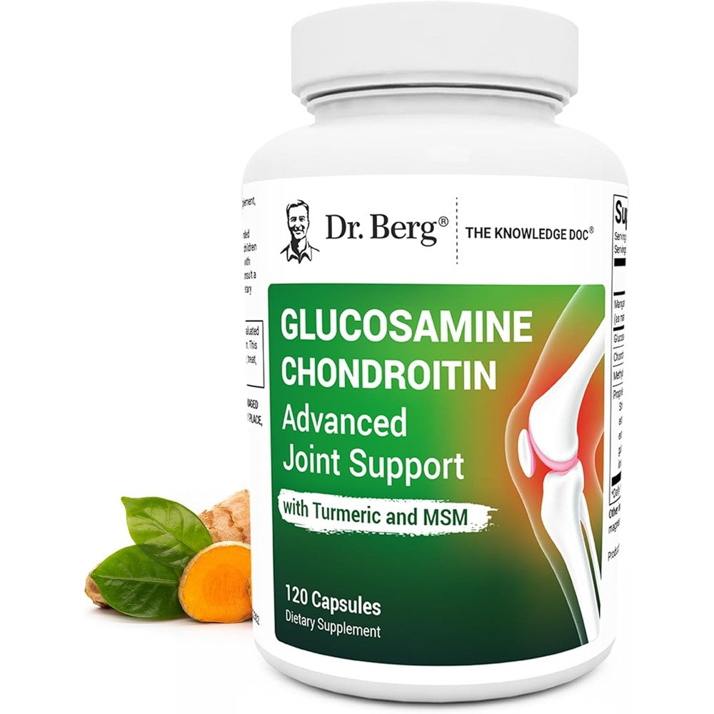 Dr. Berg Glucosamine Chondroitin MSM Turmeric And Boswellia Advanced Joint Support Supplement For Mobility Support 120 Capsules