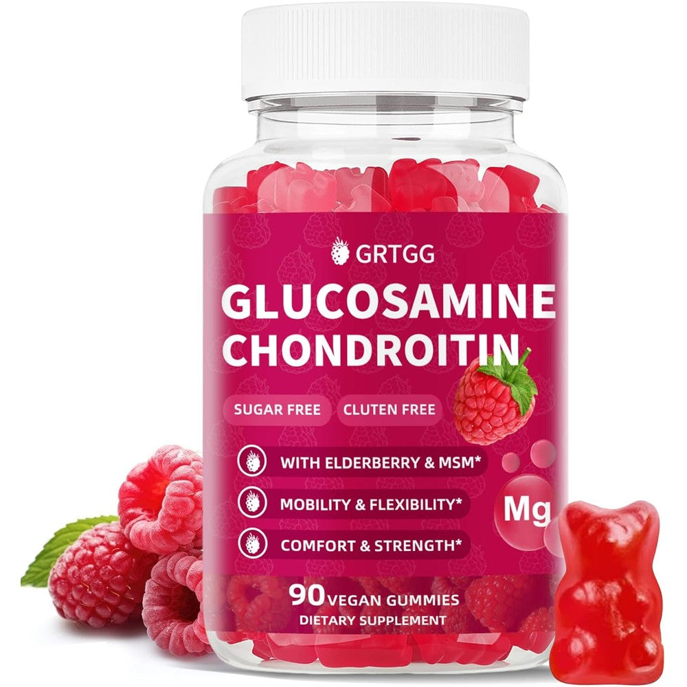 Zetelixia Grtgg Glucosamine Chondroitin Gummies With Msm And Elderberry Extra Strength 3000 Milligrams For Joint Support 90 Raspberry Gummies
