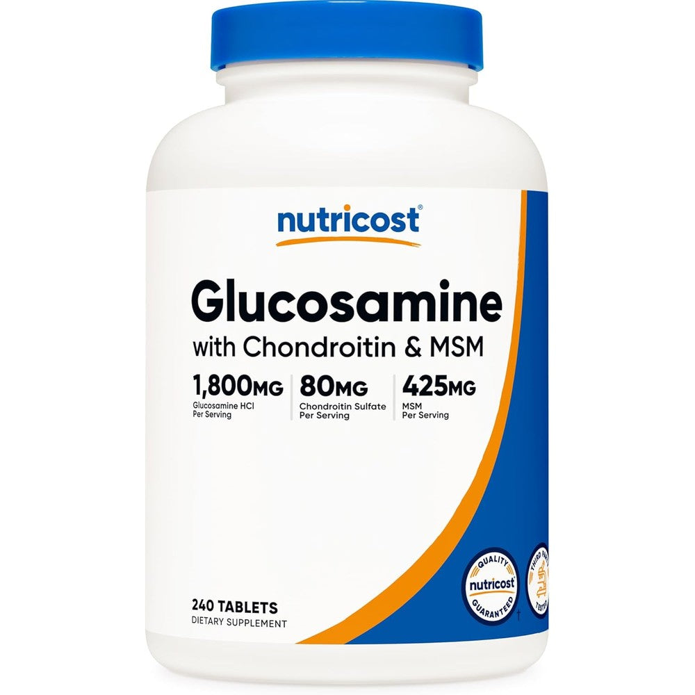Nutricost Glucosamine Chondroitin MSM 240 tablets front packaging bottle view