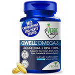 The Veggie Doctor Vegan Omega 3 Algae Softgels front view of supplement bottle showcasing clean plant based formulation labels