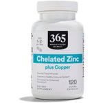 365 By Whole Foods Market Chelated Zinc Plus Copper 120 Tablets front bottle view