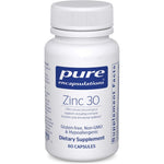 Pure Encapsulations Zinc 30 mg front view bottle showing premium immune support supplement