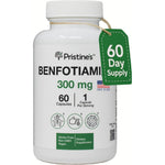 Pristine's Benfotiamine 300mg front view showing premium vegan capsules bottle packaging.