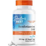Doctor's Best Benfotiamine 300mg supplement bottle front view showing product labels and benefits