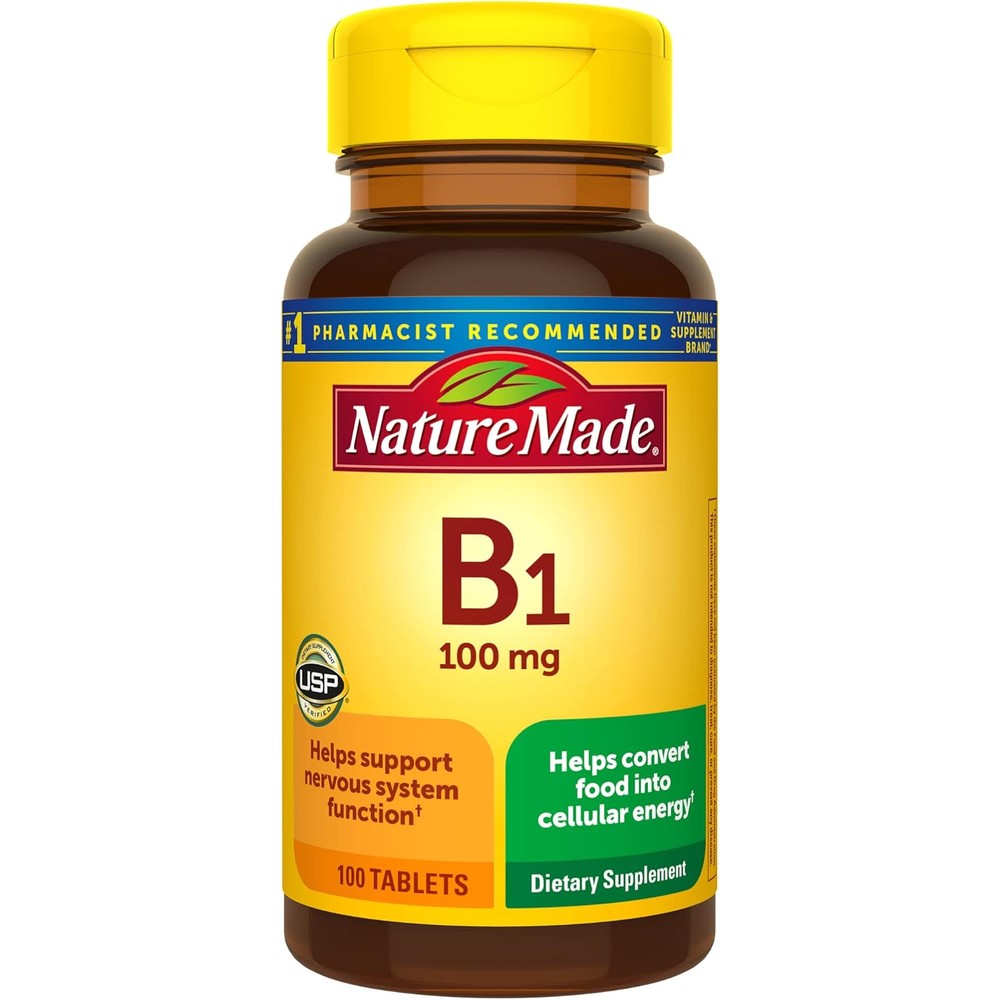 Nature Made Vitamin B1 100mg front view bottle for energy metabolism support