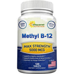 aSquared Nutrition Vitamin B12 5000 MCG 120 tablets front bottle view for natural energy support