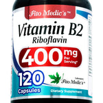 FITO MEDIC'S Vitamin B2 400mg 120 capsules front bottle view for energy metabolism