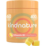 Kindnature Vitamin B2 Riboflavin 400 mg 60 Vegan Gummies front bottle view for migraine relief