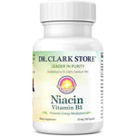 Dr. Clark Store Niacin Vitamin B3 25 milligrams supplement bottle front view