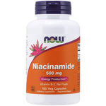 NOW Foods Niacinamide 500 mg 100 vegan capsules front bottle view for cellular energy