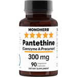 Monoherb Pantethine 300mg 90 Vegetarian Capsules front view bottle
