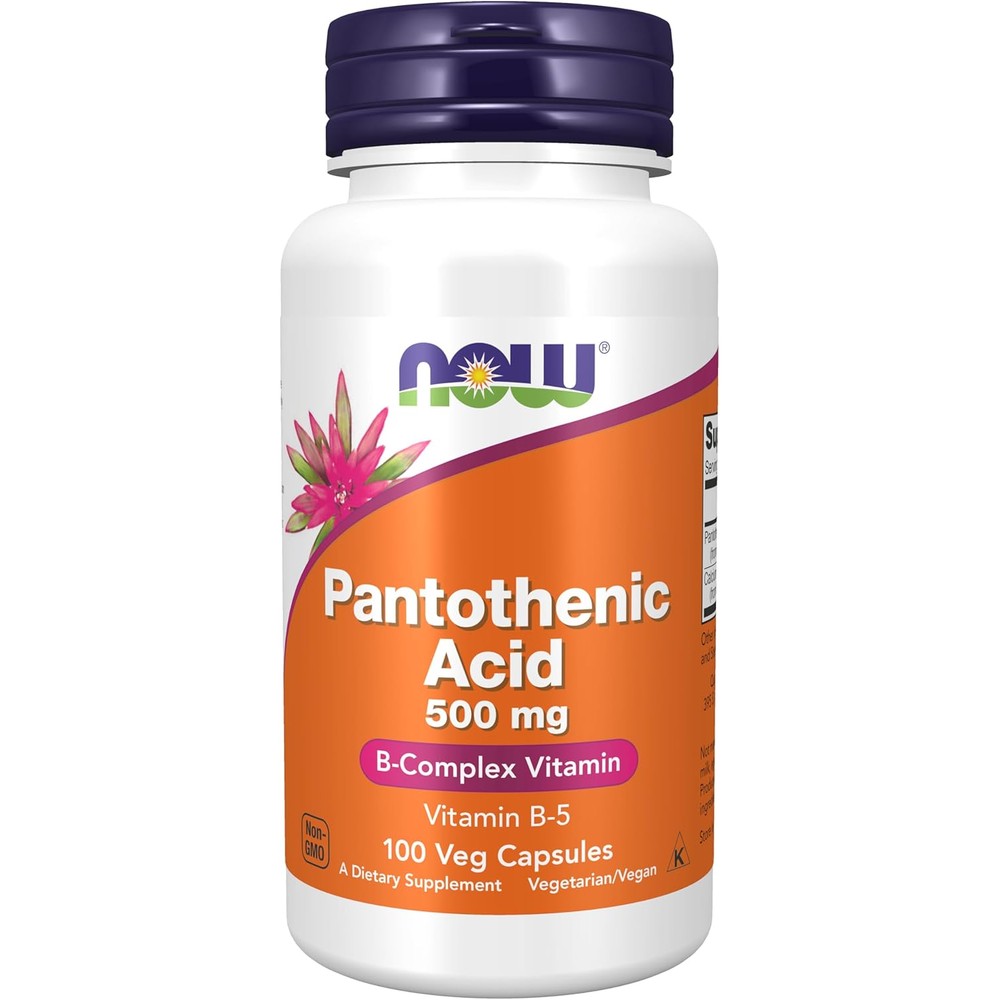 Now Foods Pantothenic Acid 500mg 100 Veg Capsules bottle front view