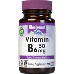 Bluebonnet Nutrition Vitamin B6 50mg 90 Vegetable Capsules front bottle view for energy metabolism supplement.