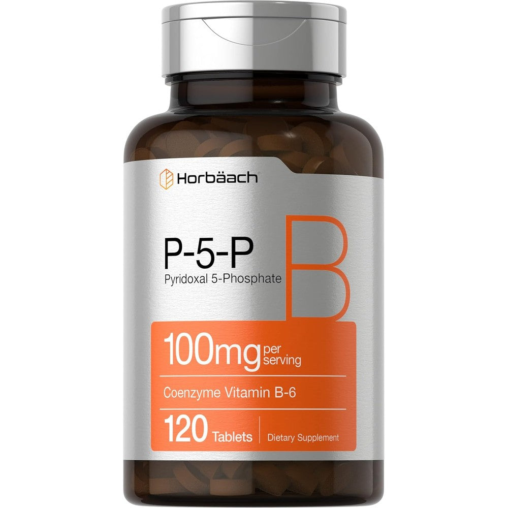 Horbaach P5P Activated Vitamin B6 100mg 120 Tablets front view bottle