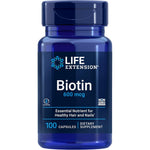 Life Extension Biotin 600 mcg front bottle view hair supplement