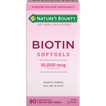 Nature's Bounty Biotin 10,000 mcg 90 softgels front bottle view for hair growth