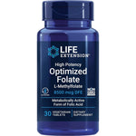 Life Extension High Potency Optimized Folate 8500 mcg front view bottle