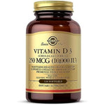 Solgar Vitamin D3 10000 IU amber bottle front view for high potency bone health support