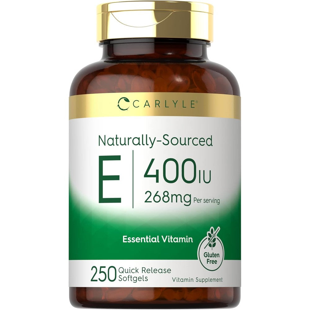 Carlyle Vitamin E 400 IU 250 Softgels front bottle view authentic USA imported supplement