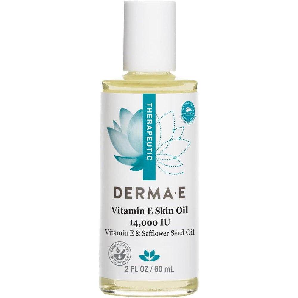 Derma E Vitamin E Skin Oil 14000 IU front view bottle for intense facial hydration