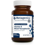 Metagenics Vitamin E Mixed Tocopherols 60 softgels bottle front view for high potency antioxidant protection.