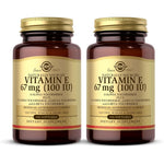 Solgar Vitamin E 100 IU front view bottle of imported antioxidant softgels