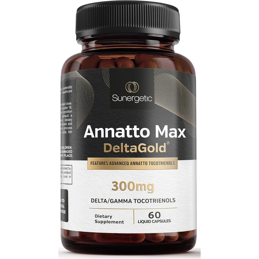 Sunergetic Premium Annatto Tocotrienol 300mg 60 softgels front view bottle