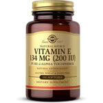 Solgar Vitamin E 200 IU 100 Softgels front view bottle of antioxidant supplement